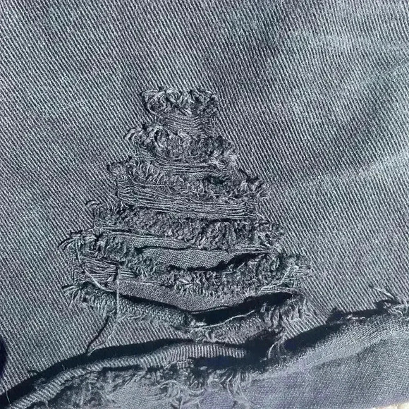 Shein SXY High Waist Ripped Frayed Black Denim Shorts - Picture 4 of 5